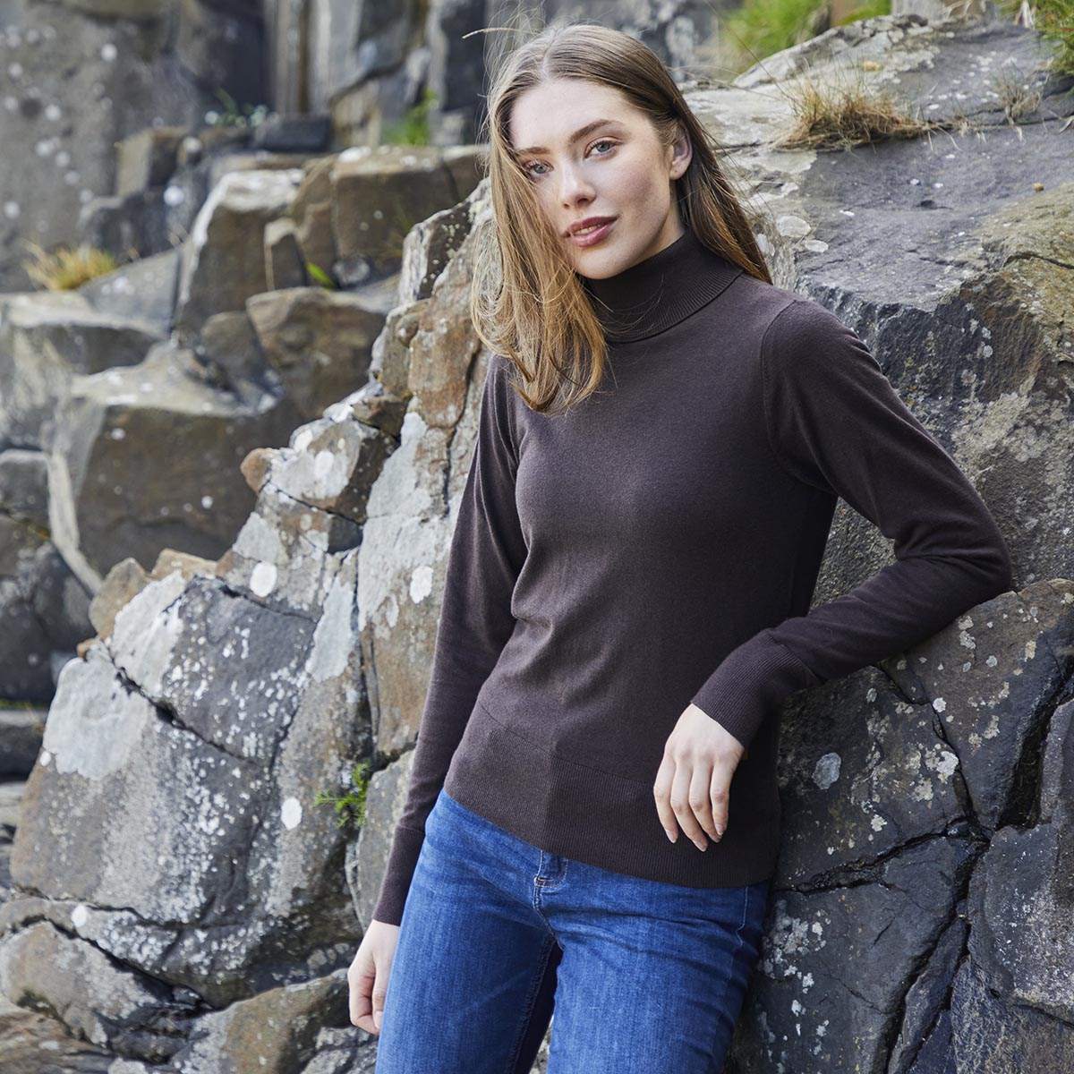 Women's Melford Knit Roll Neck Deep Bark