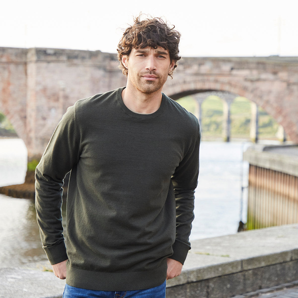 Men's Hartland Crew Knit Deep Forest