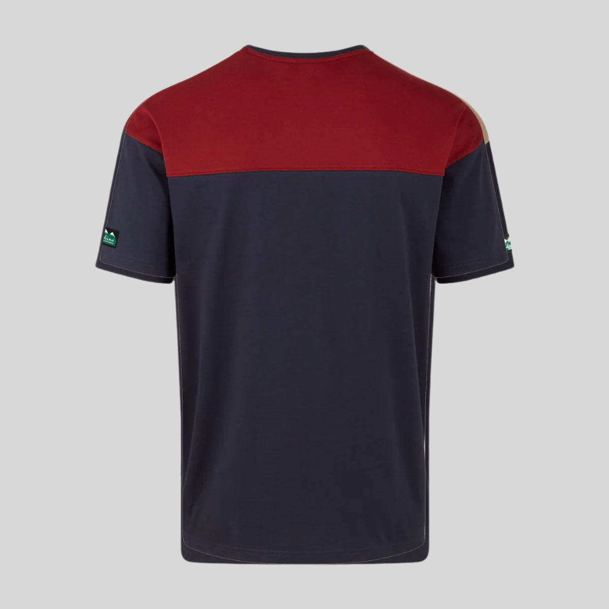back view of Navy and red sports shirt on a white background