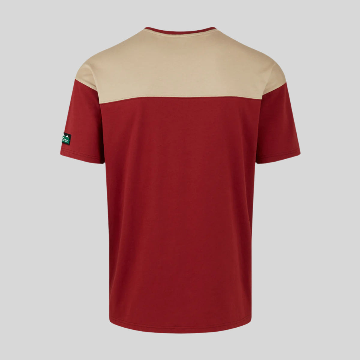 Red and beige t-shirt on a white background