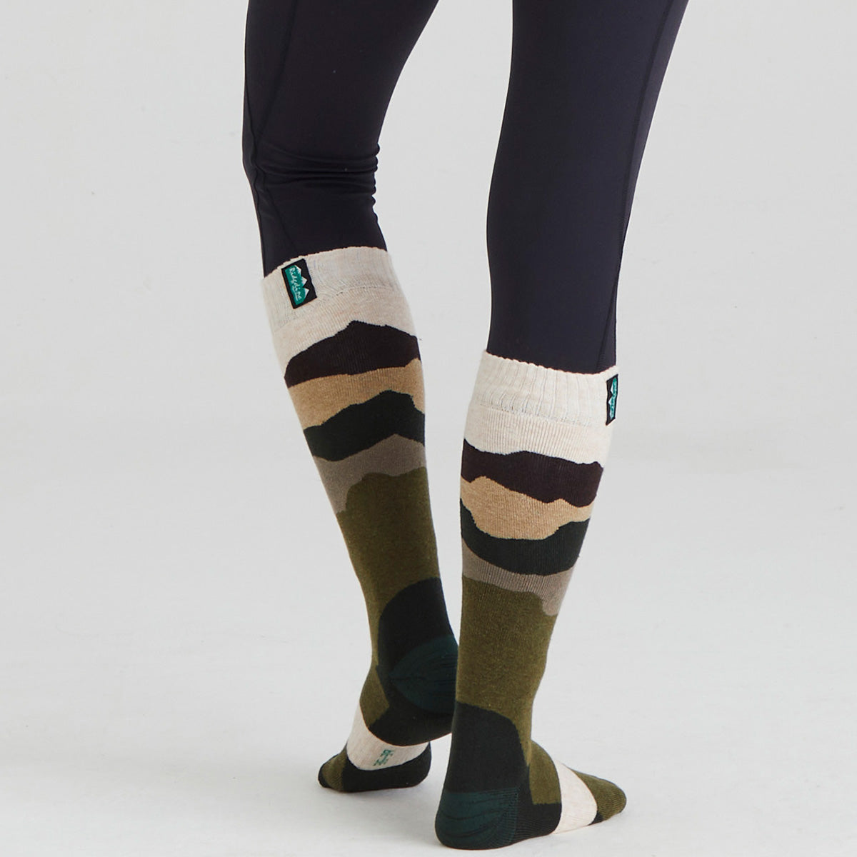 Merino Wool Socks Full Length Olive Stripes