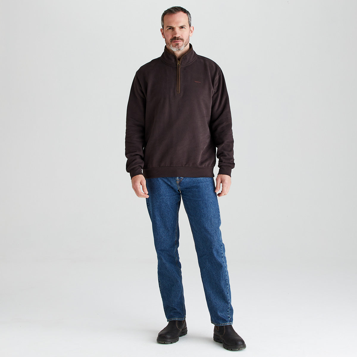 Men's Brancaster 1/4 Zip Top Deep Bark