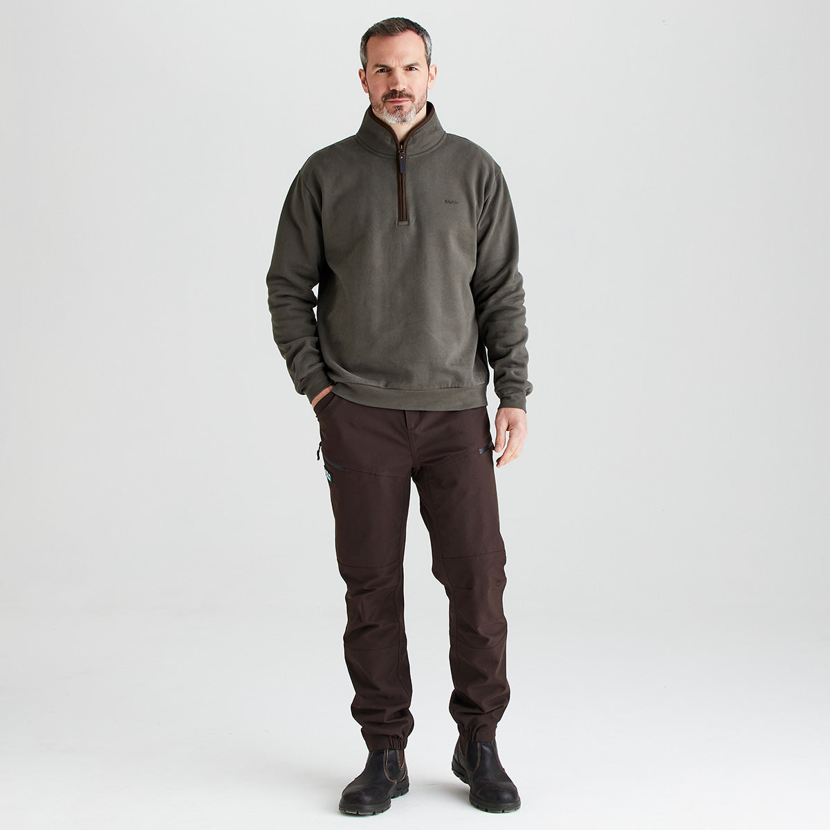 Men's Brancaster 1/4 Zip Top Moss