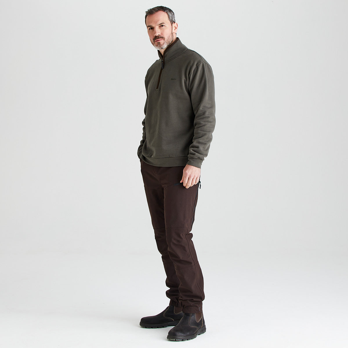 Men's Brancaster 1/4 Zip Top Moss