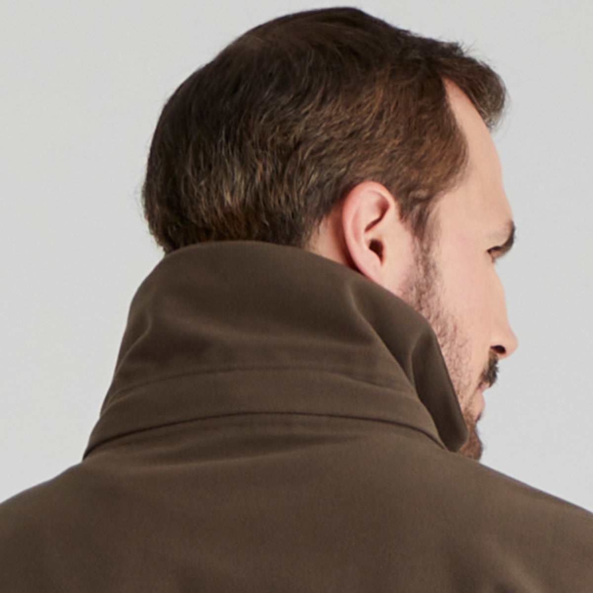Close up of high collar