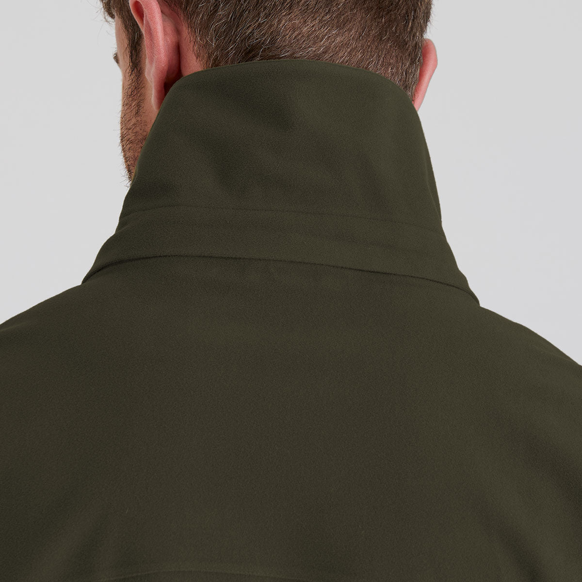 Close up of high collar from the back