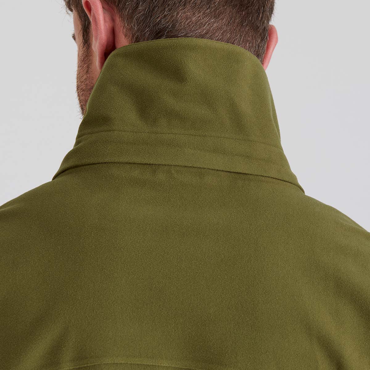 Close up of high collar