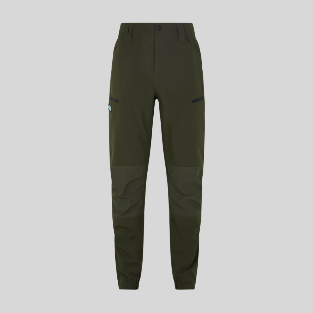 A pair of green Pintail Ghillie Trousers with cargo pockets and a belt loops, designed for field sports. on a white background