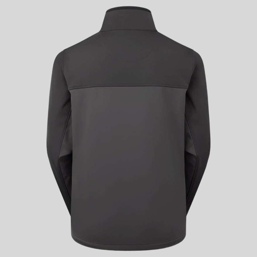 back of Black windproof jacket shown from the back on a white background