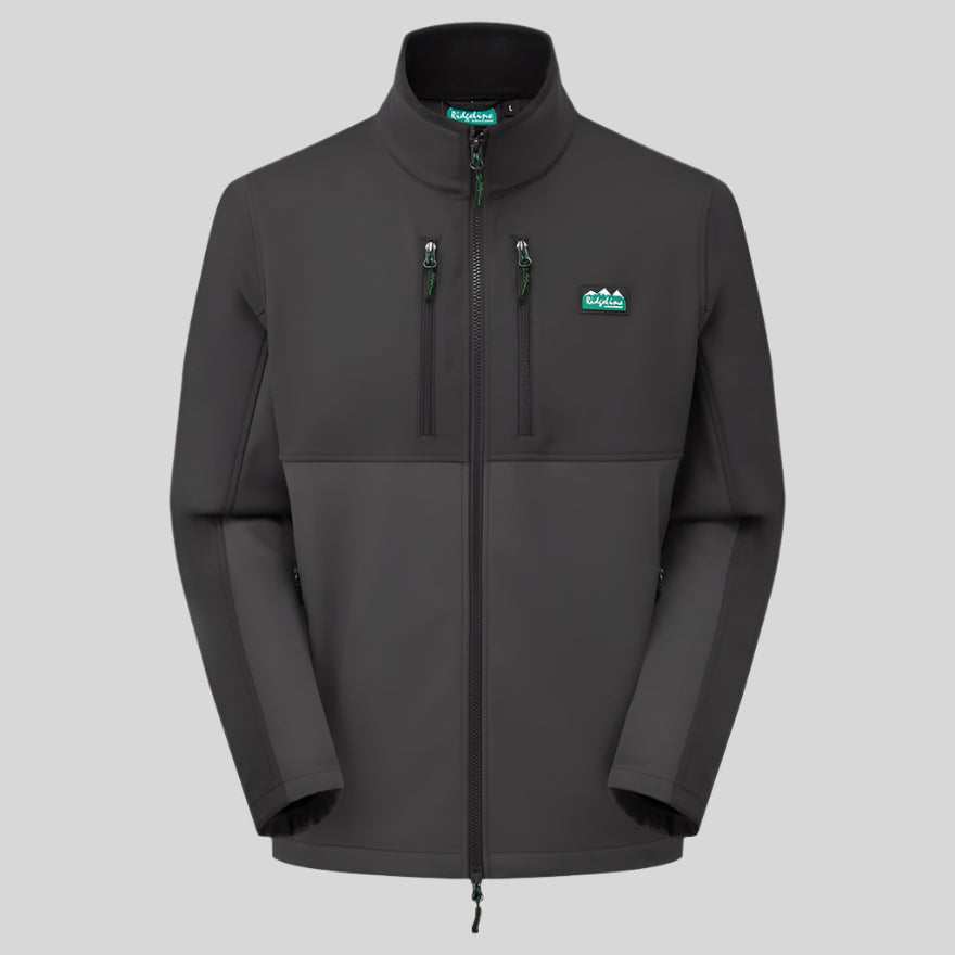 Dark grey windproof jacket with Ridgeline Clothing brand logo on a white background