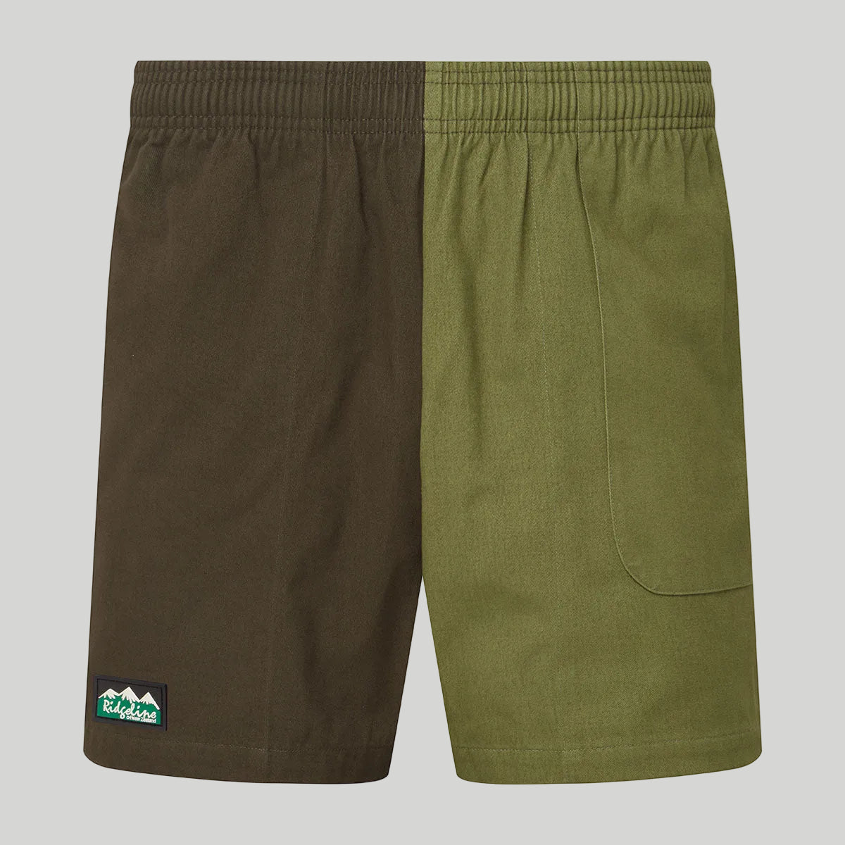 Shorts, brown and green, on a white background.