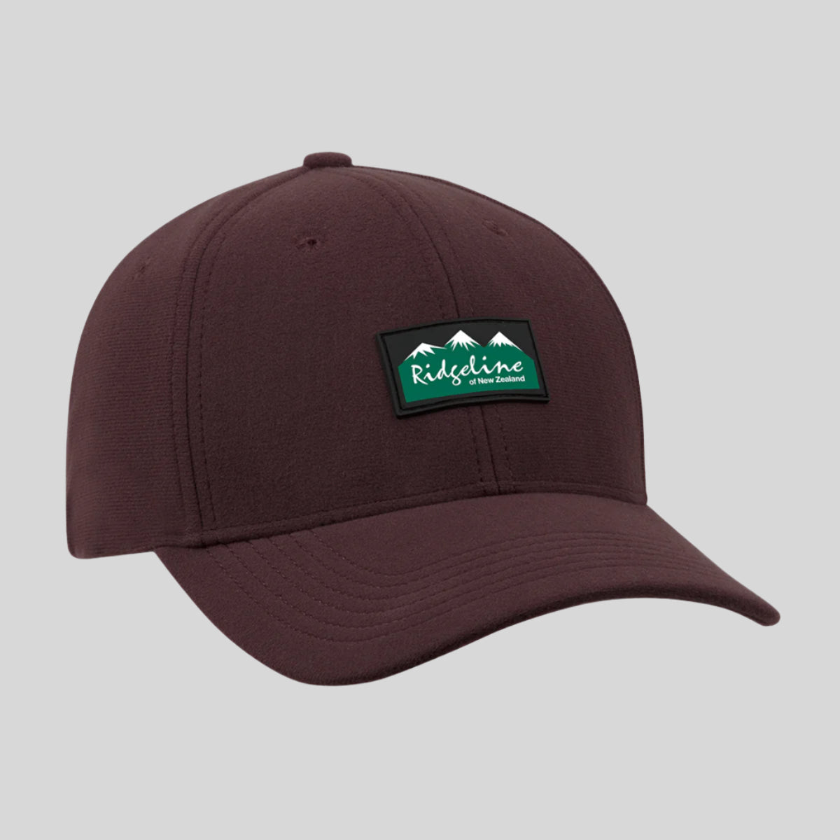 Maroon cap with a Ridgeline Clothing logo on a white background
