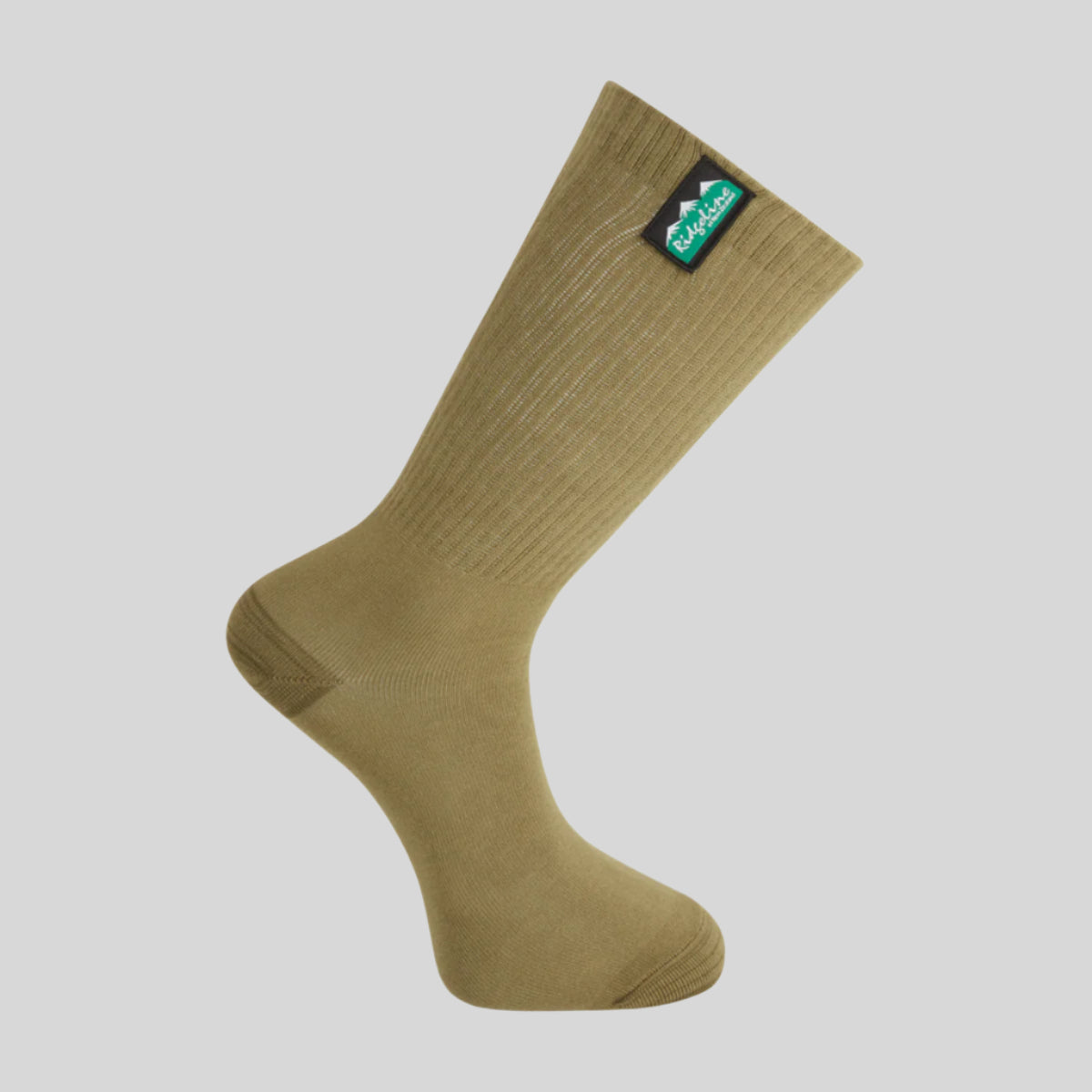 brown sock with a brand logo on a white background