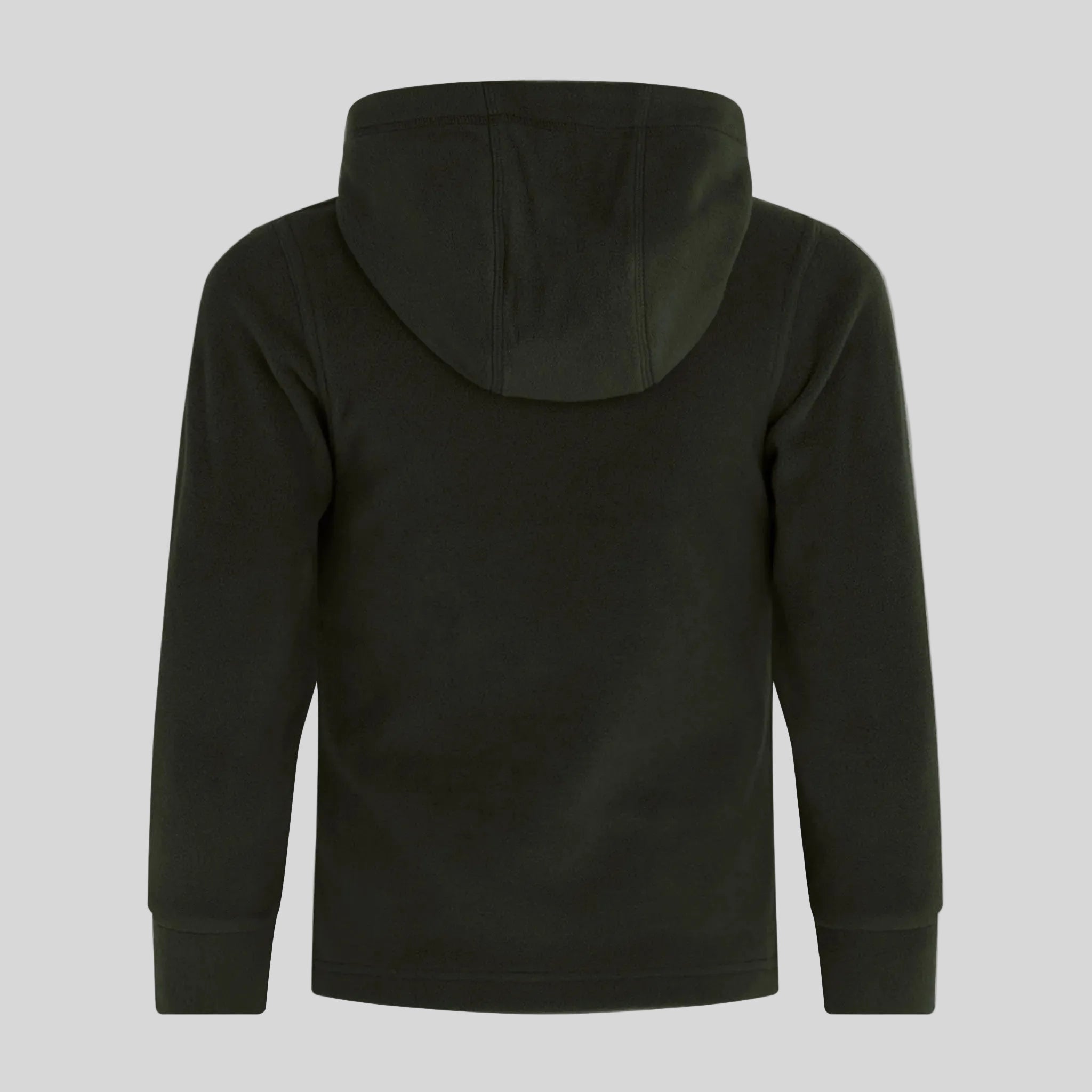 Ridgeline Navy hooded fleece pullover, back view with plain design and long sleeves