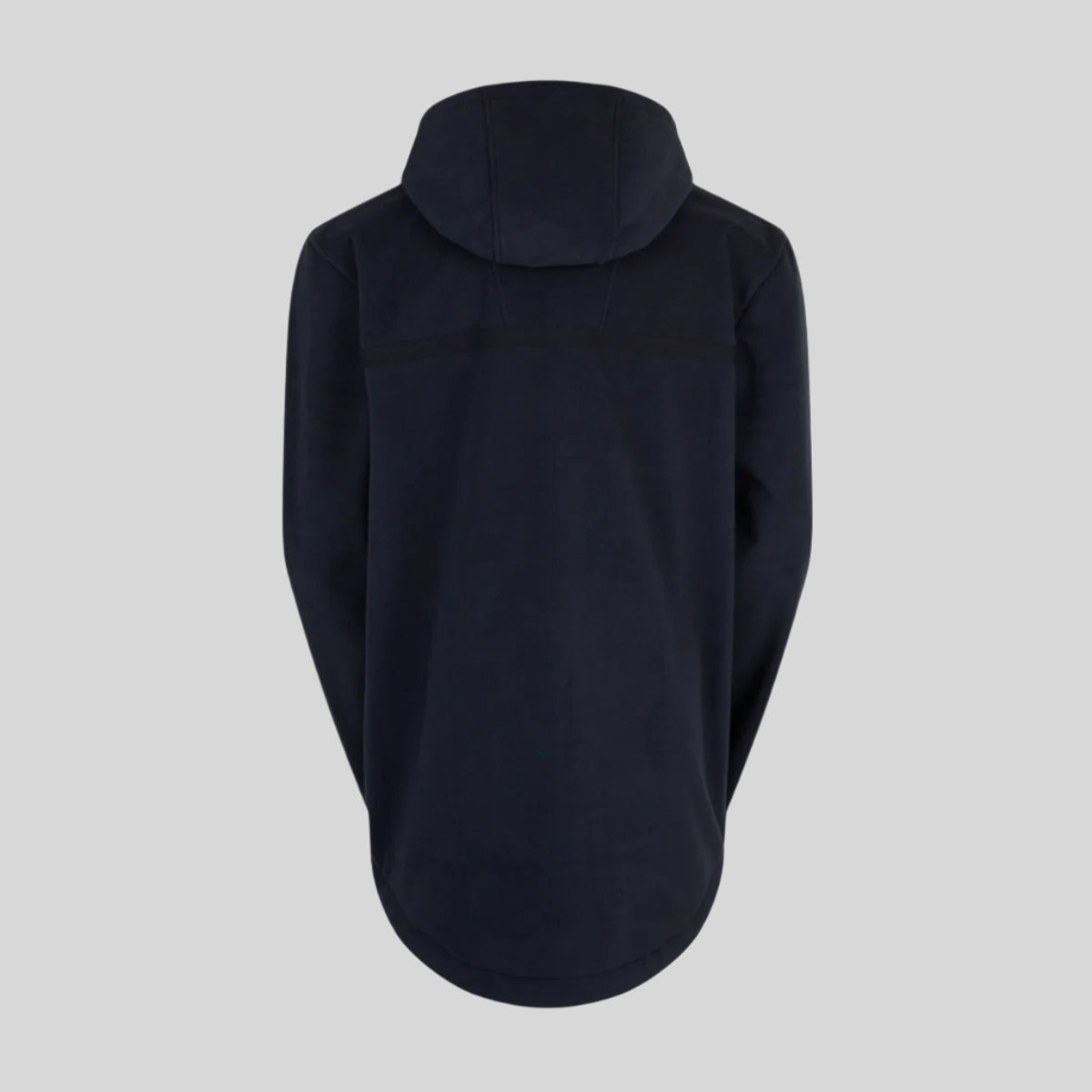 back view of Navy hooded jacket on a white background