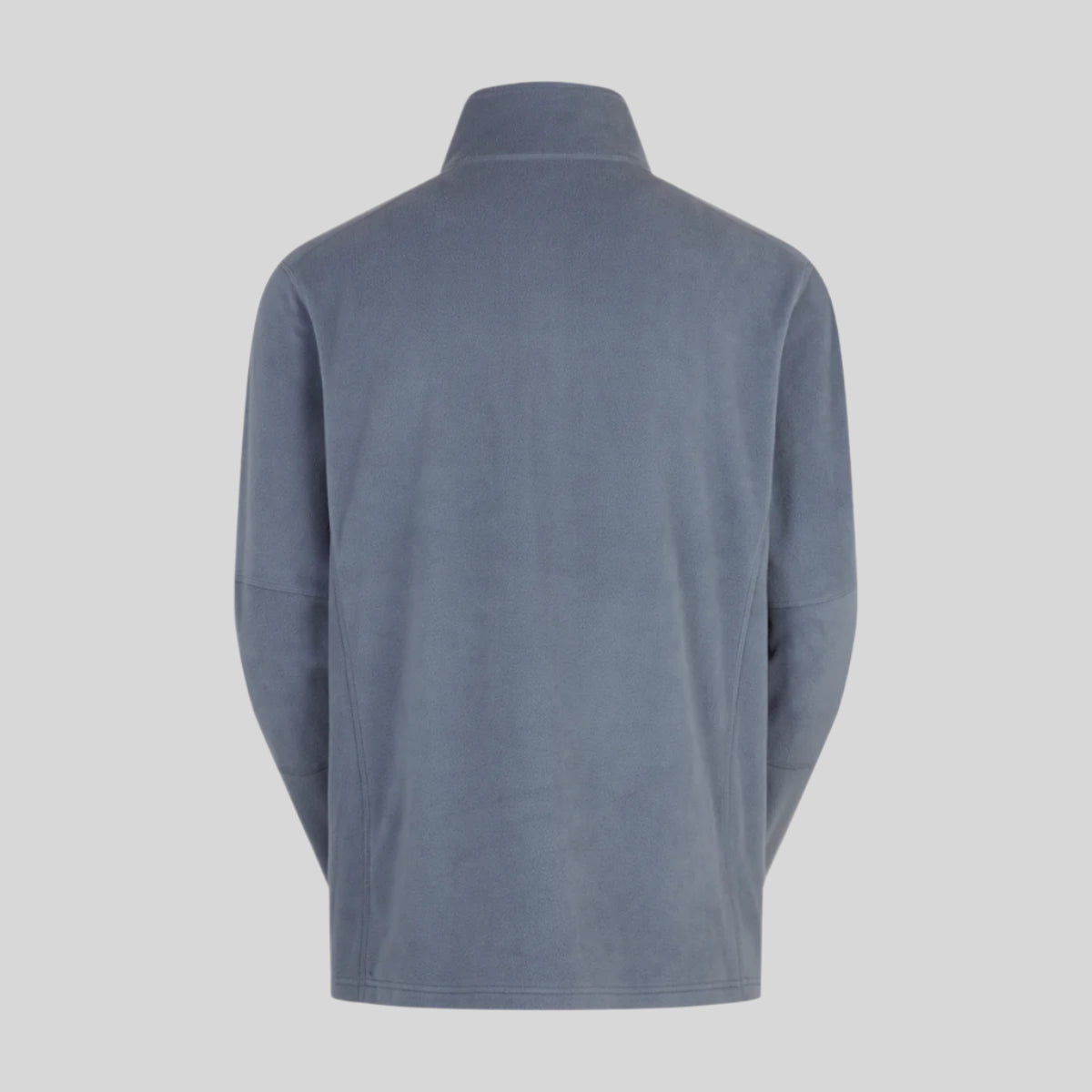 Back view of a Light Blue fleece pullover on a white background