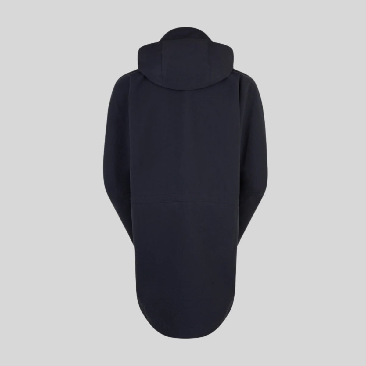 back view of Navy waterproof jacket on a white background