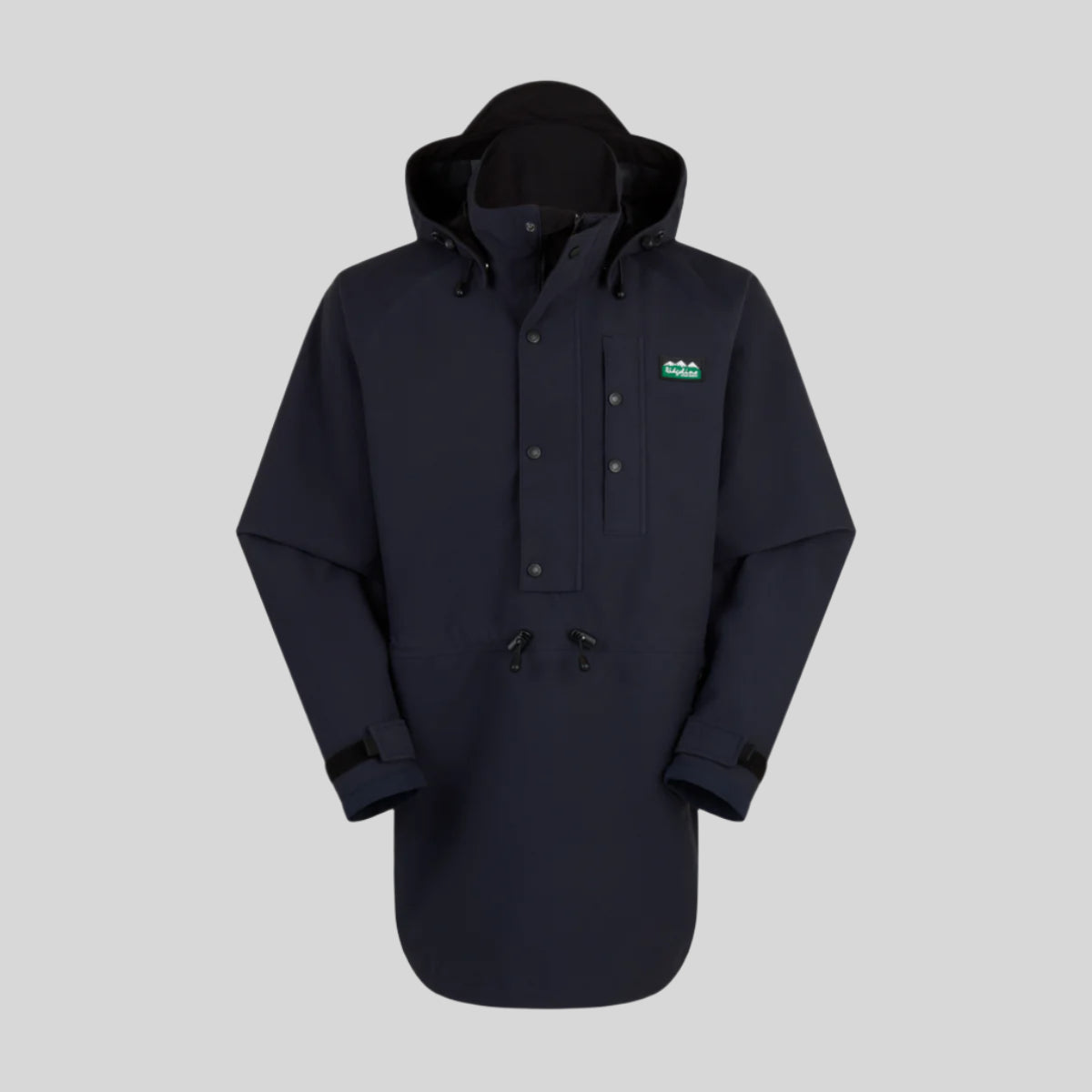 Navy waterproof jacket with a Ridgeline Clothing brand logo on a white background