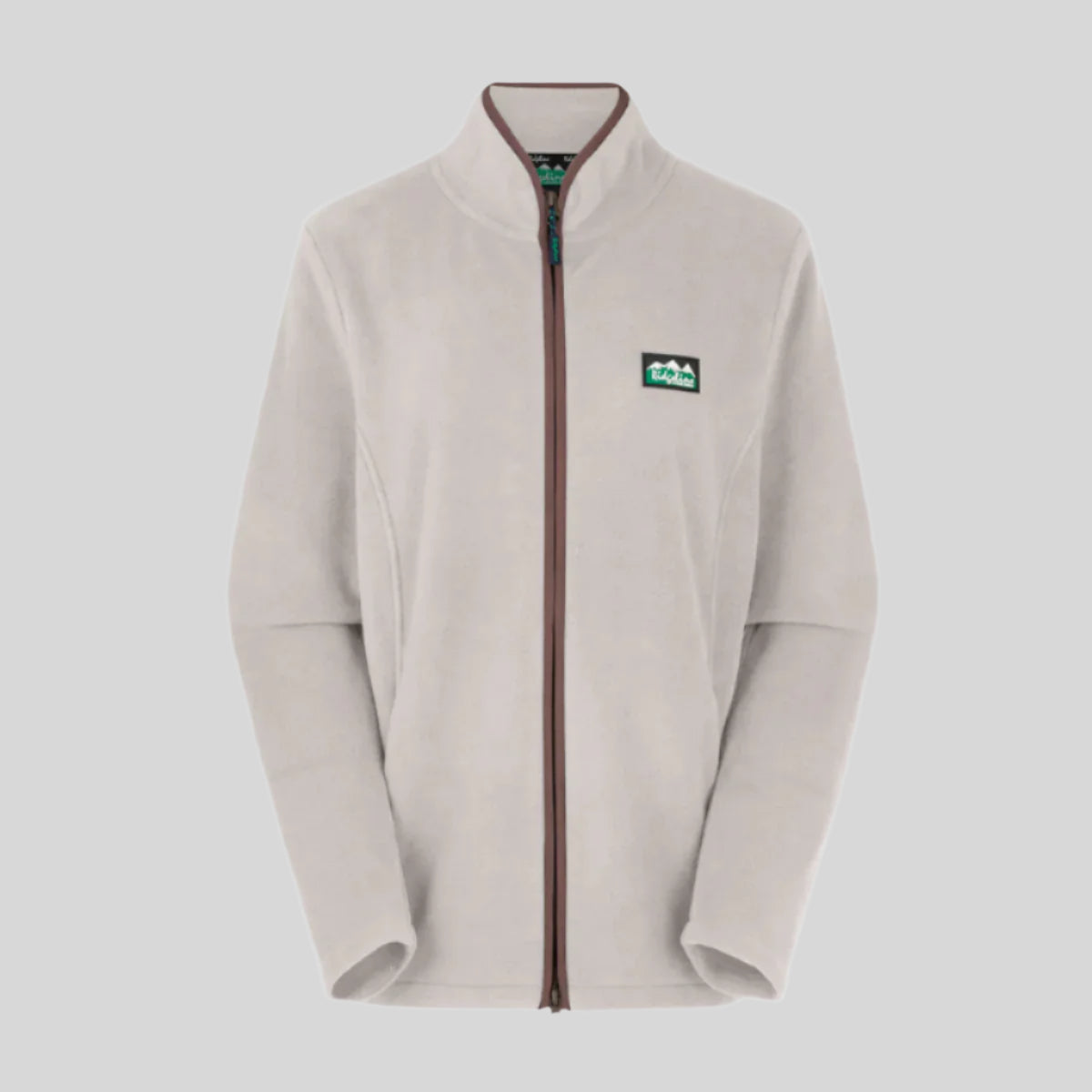 Cream windproof fleece jacket with a Ridgeline Clothing brand logo on a white background