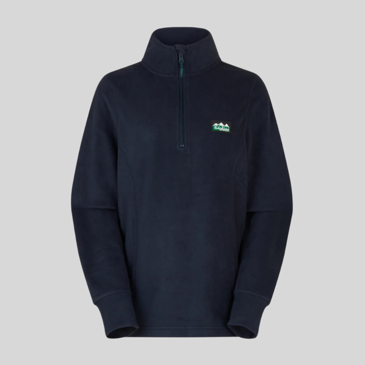 Navy blue pullover with a Ridgeline Clothing logo on the chest against a white background