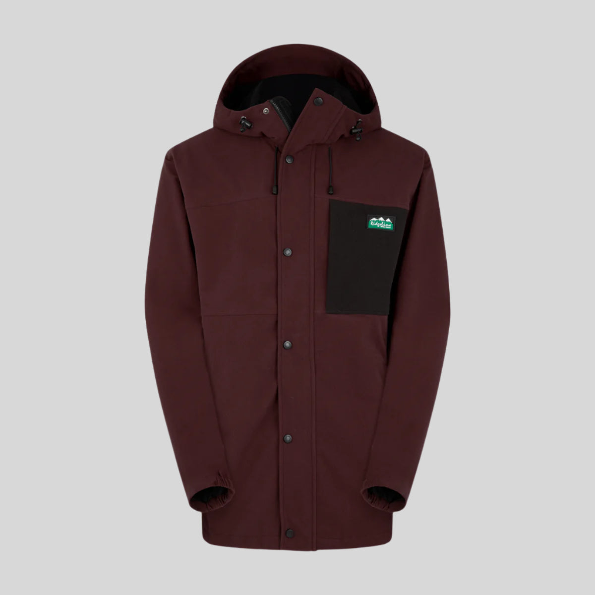 A red Tempest waterproof jacket with a hood, featuring a chest pocket, hand pockets, and twin adjustable hem drawcords. on a white background