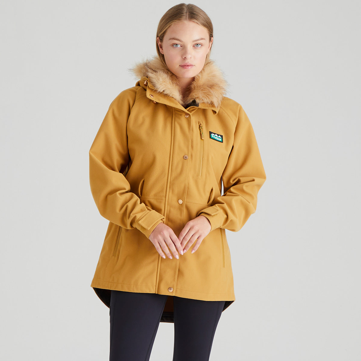 Women's Monsoon Nordic Jacket Yellow Faux fur trim