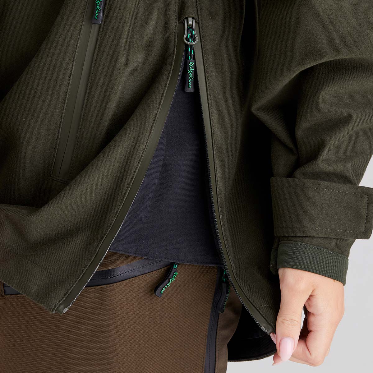 Close up of side zip vent
