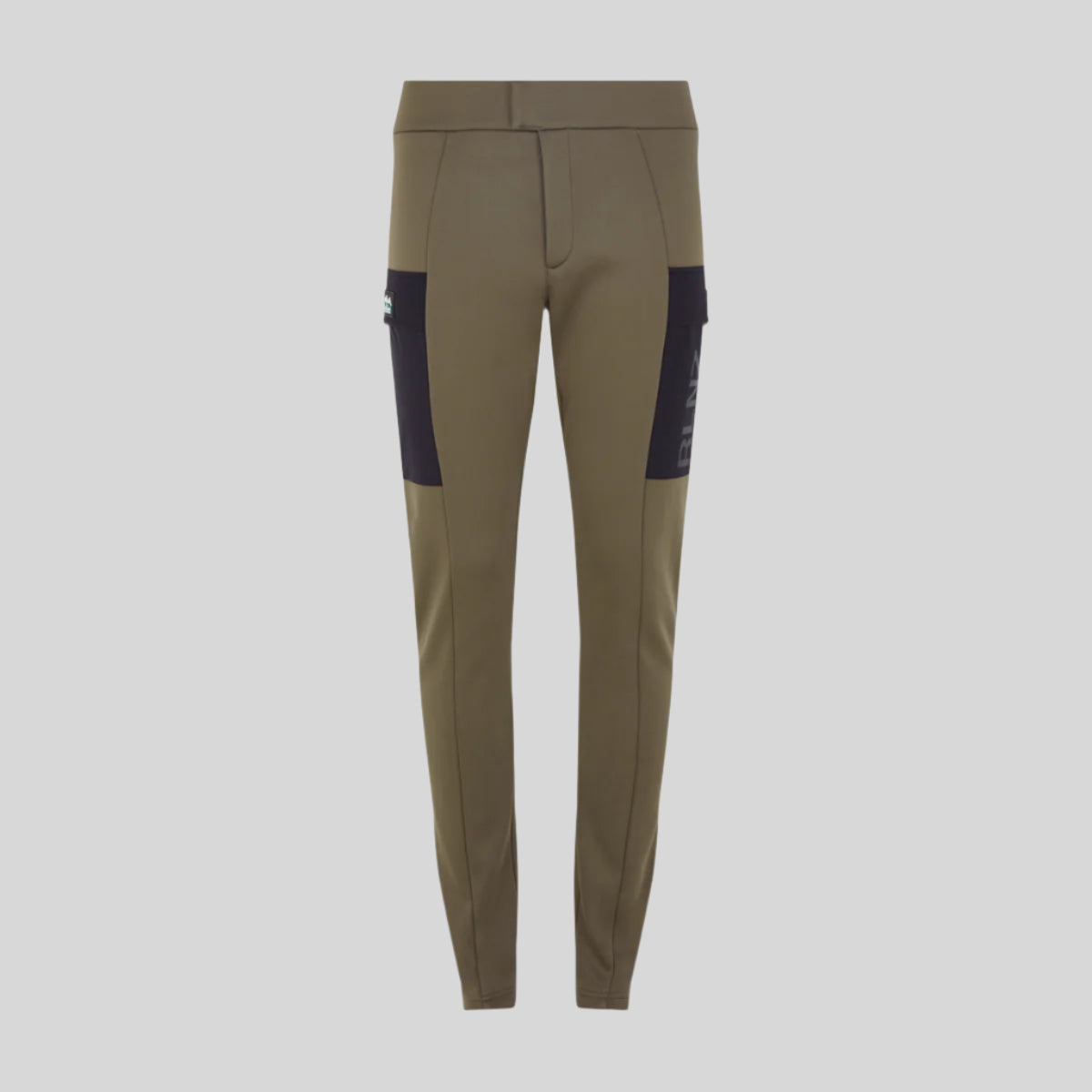 A pair of olive green Brumby Jeggings with twin cargo pockets on the legs.