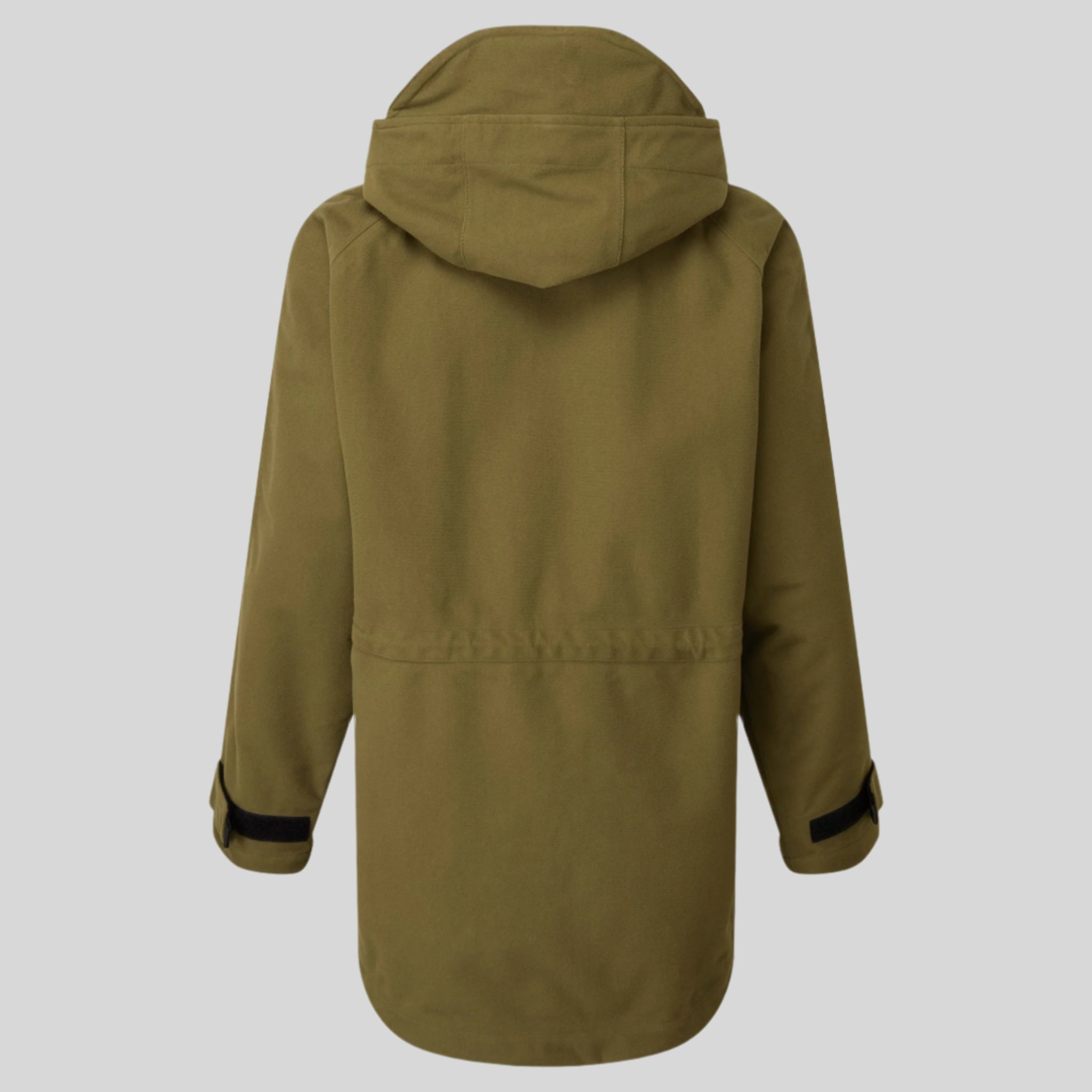 A light brown Monsoon Classic Jacket for kids with a hood, back image on a white background.