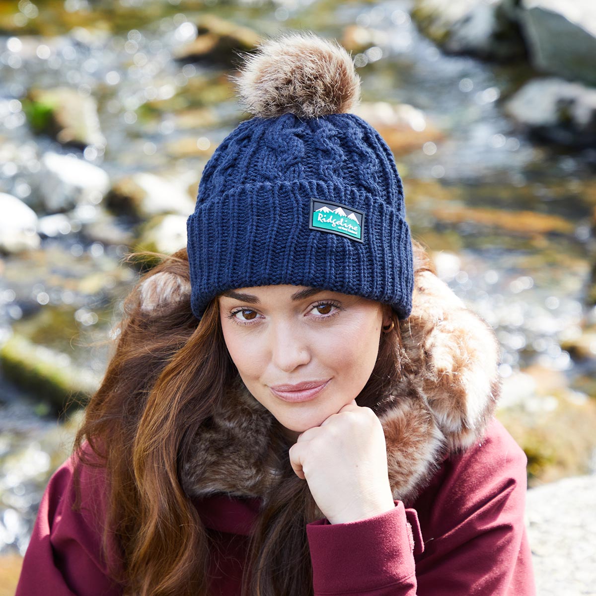 Nordic Fleck Bobble Hat Navy