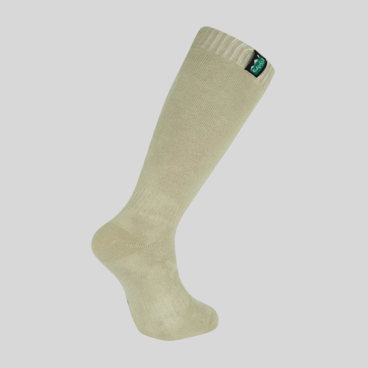 Beige knee-high sock on a white background