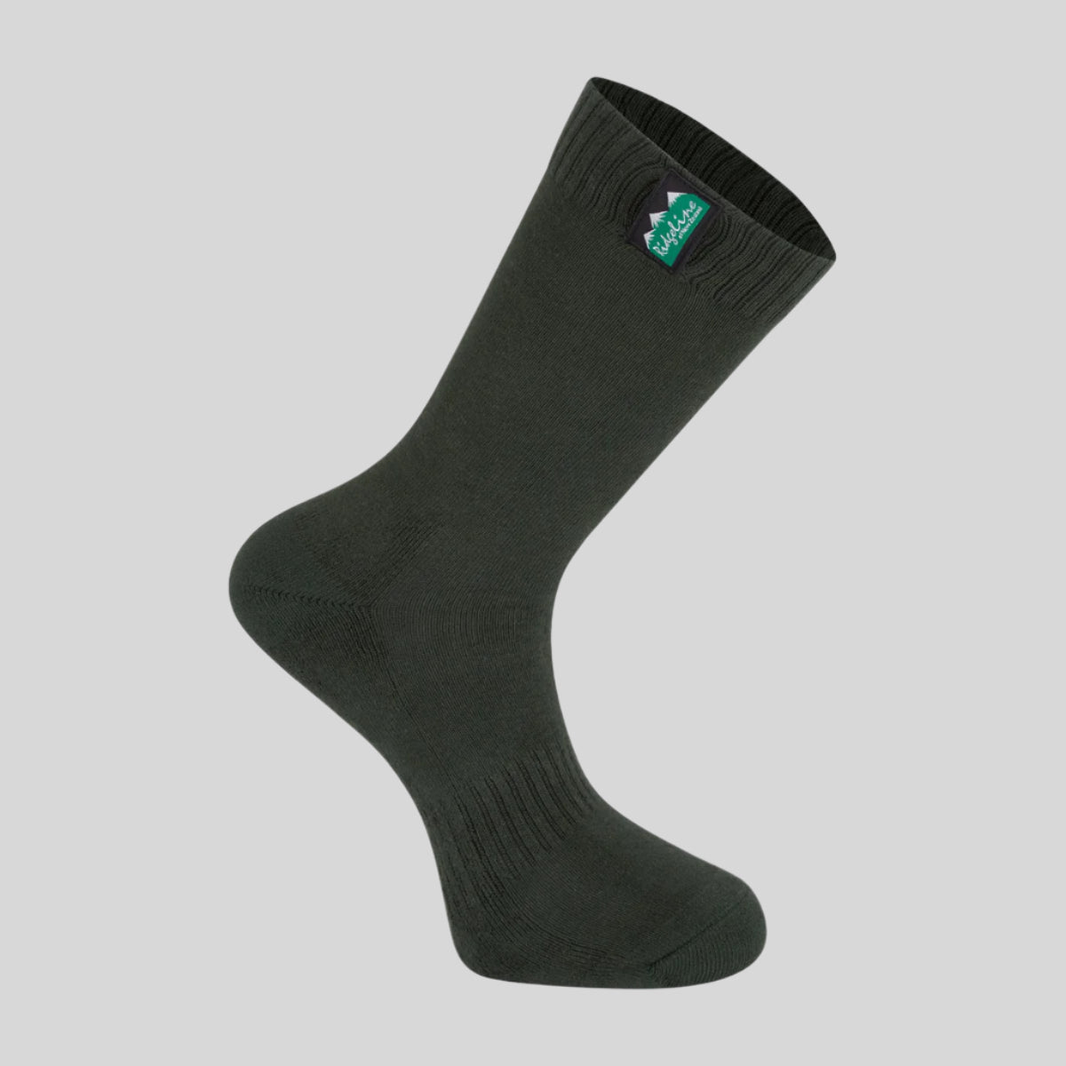 green sock with a green logo on a white background