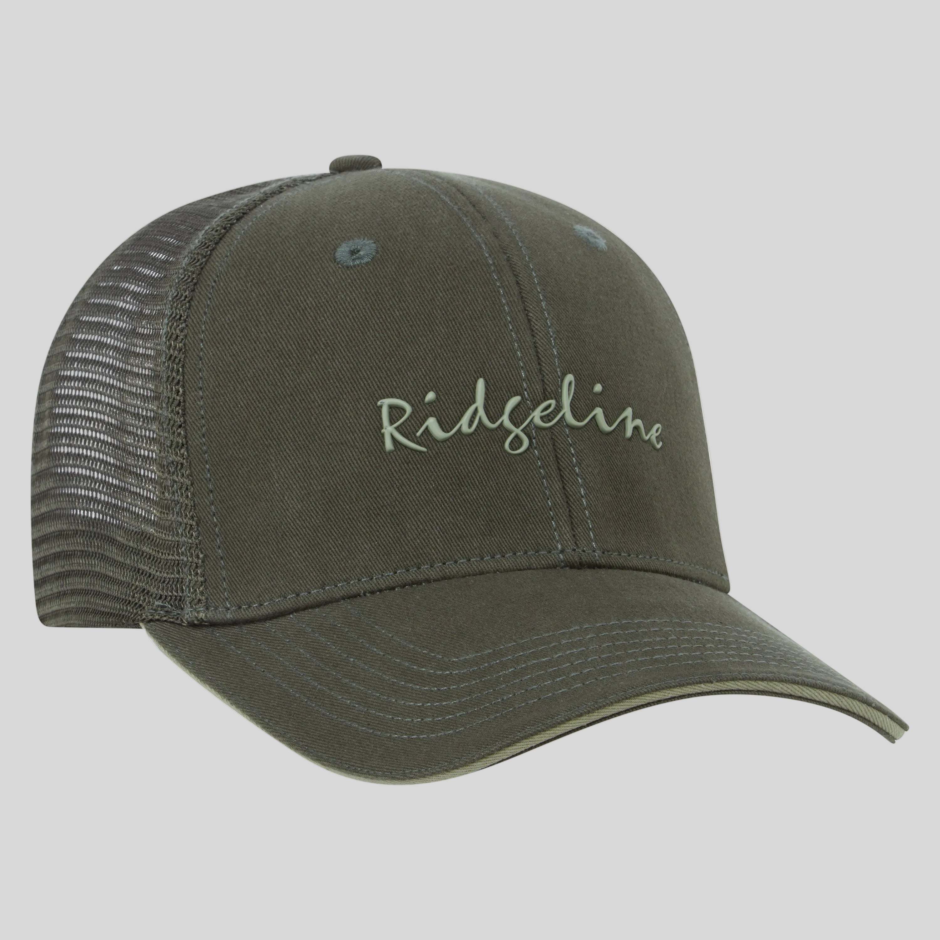 Green cap with 'Ridgeline' branding on a grey background
