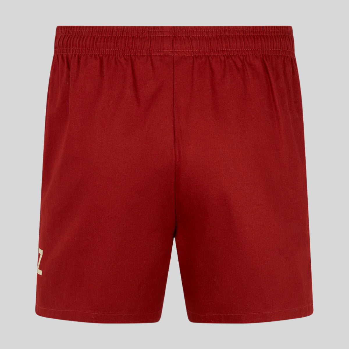 Red shorts with a logo on a white background