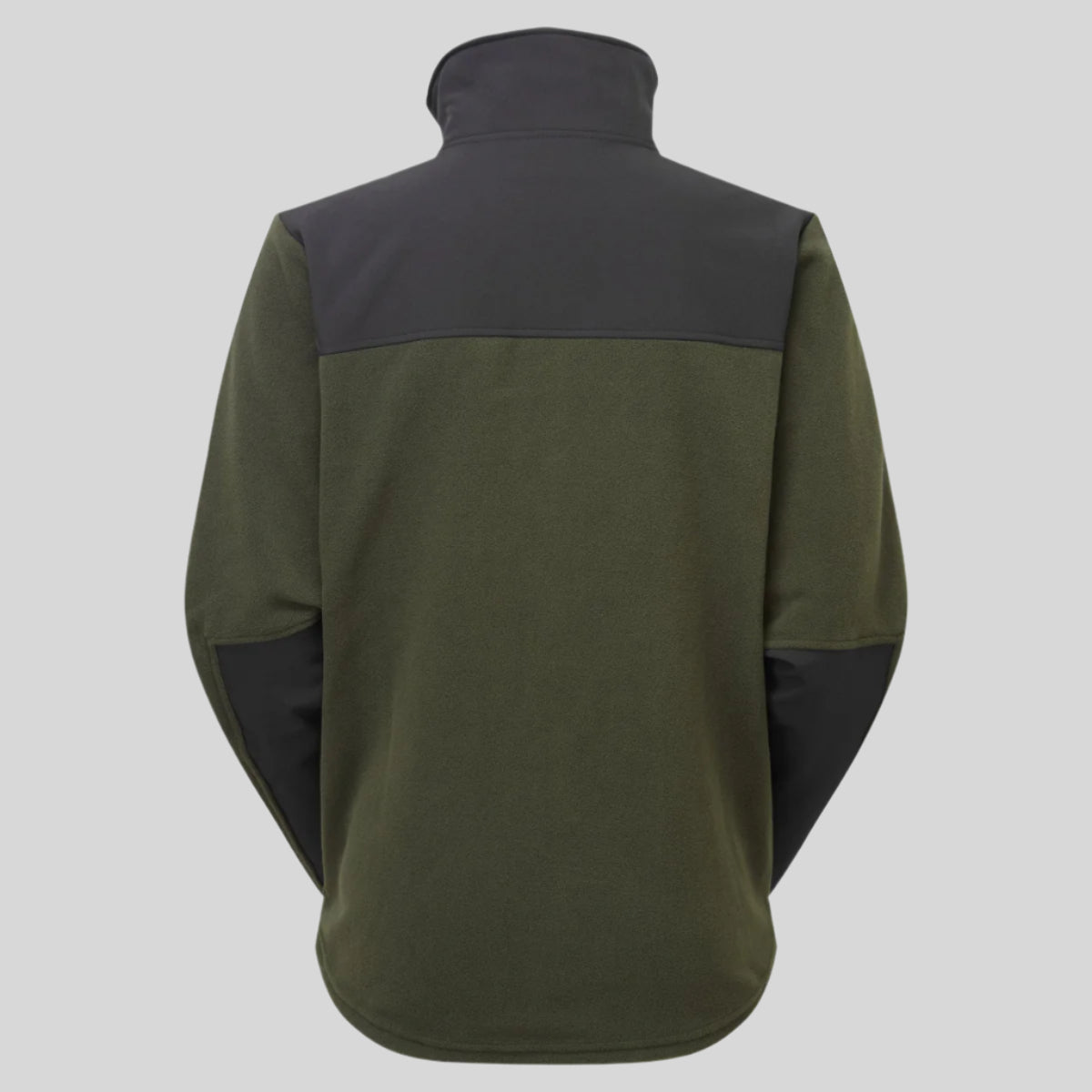Green and black fleece jacket on a white background