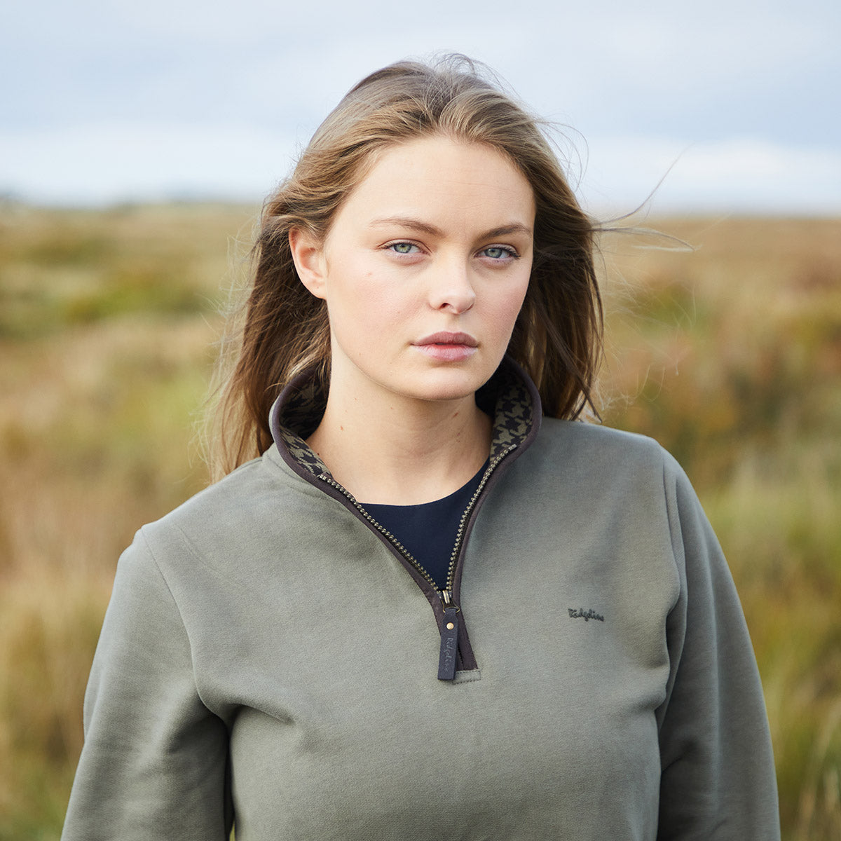 Women's Brancaster 1/4 Zip Top Smokey Olive