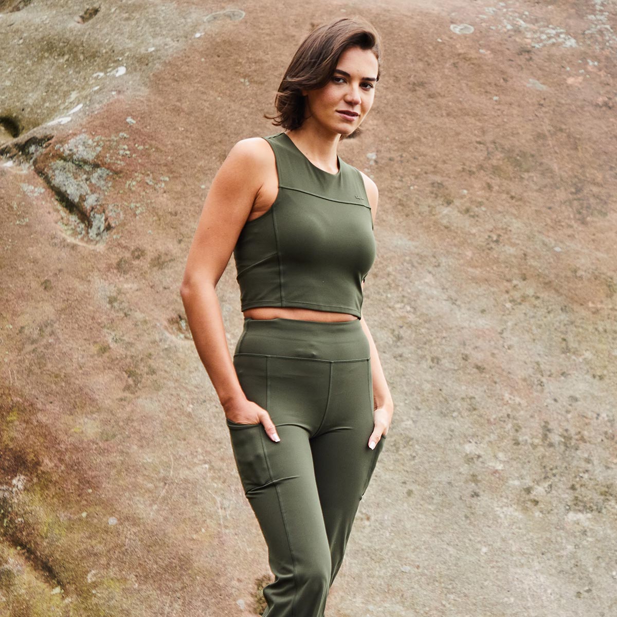 Women's Infinity Crop Top Deep Forest