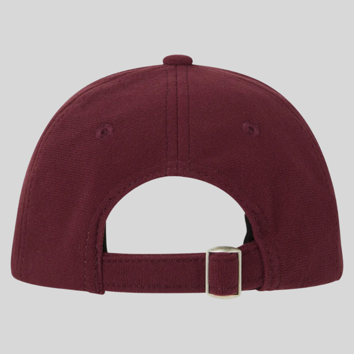 Back view of red Kids cap showing the adjustable belt. On a white background