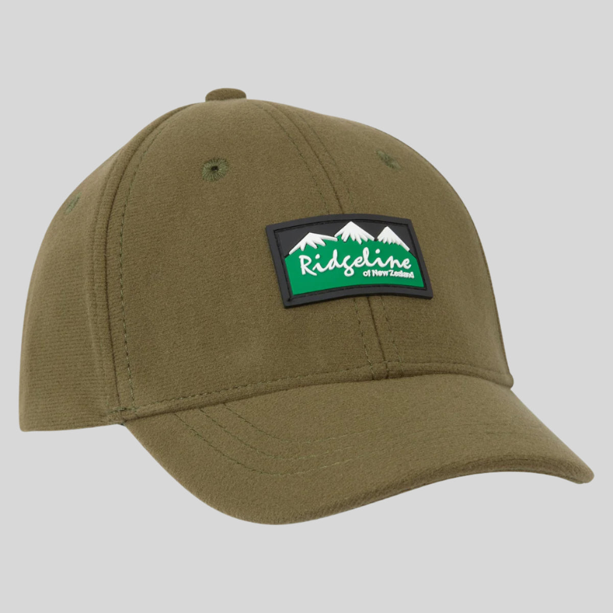 A brown kids' baseball cap with a 'Ridgeline Clothing' logo on the front.