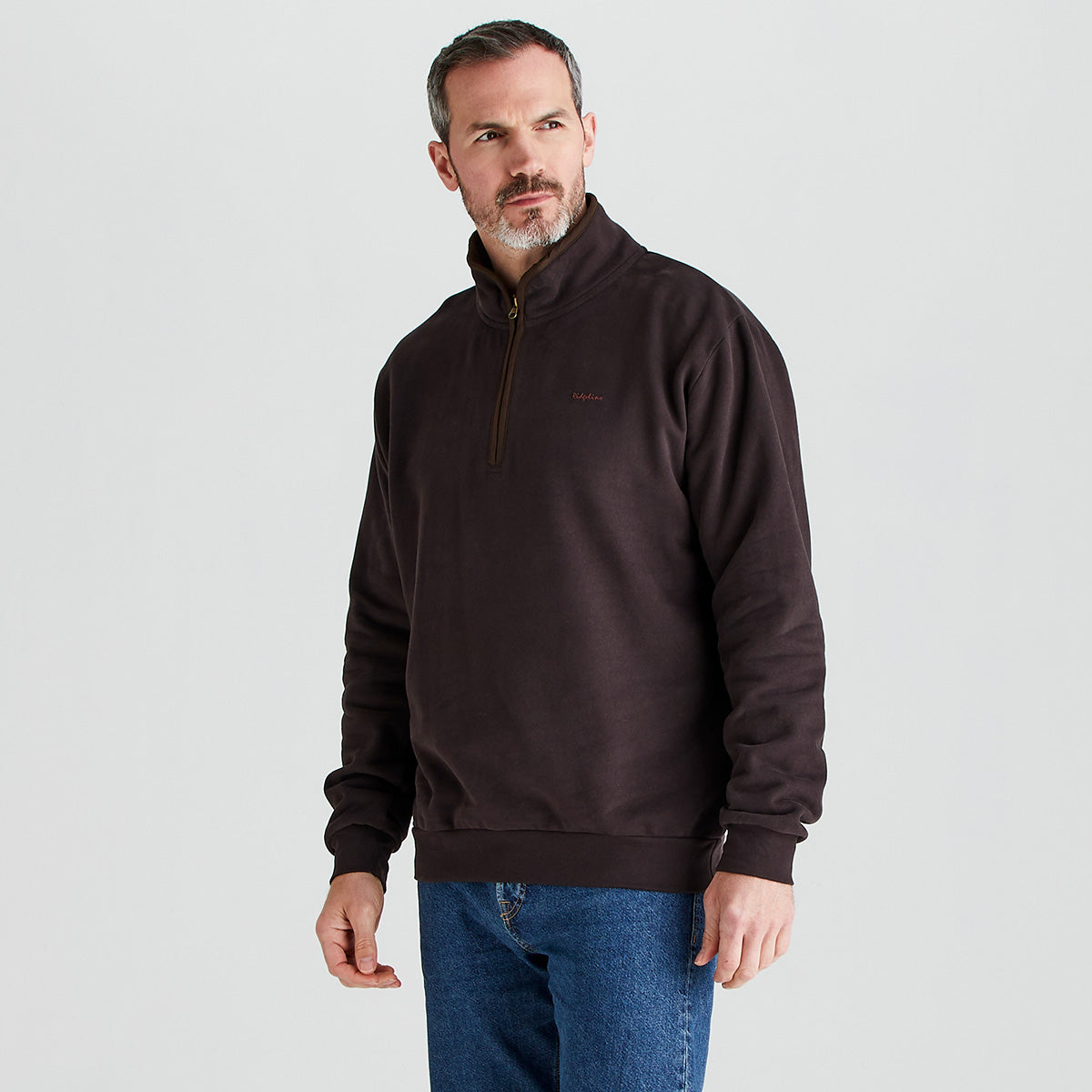 Men's Brancaster 1/4 Zip Top Deep Bark