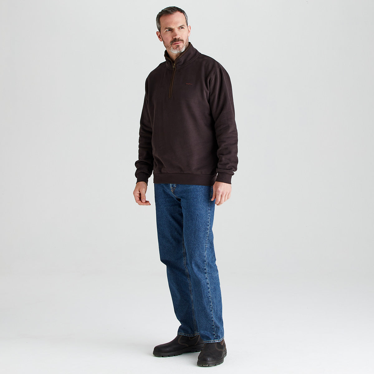 Men's Brancaster 1/4 Zip Top Deep Bark