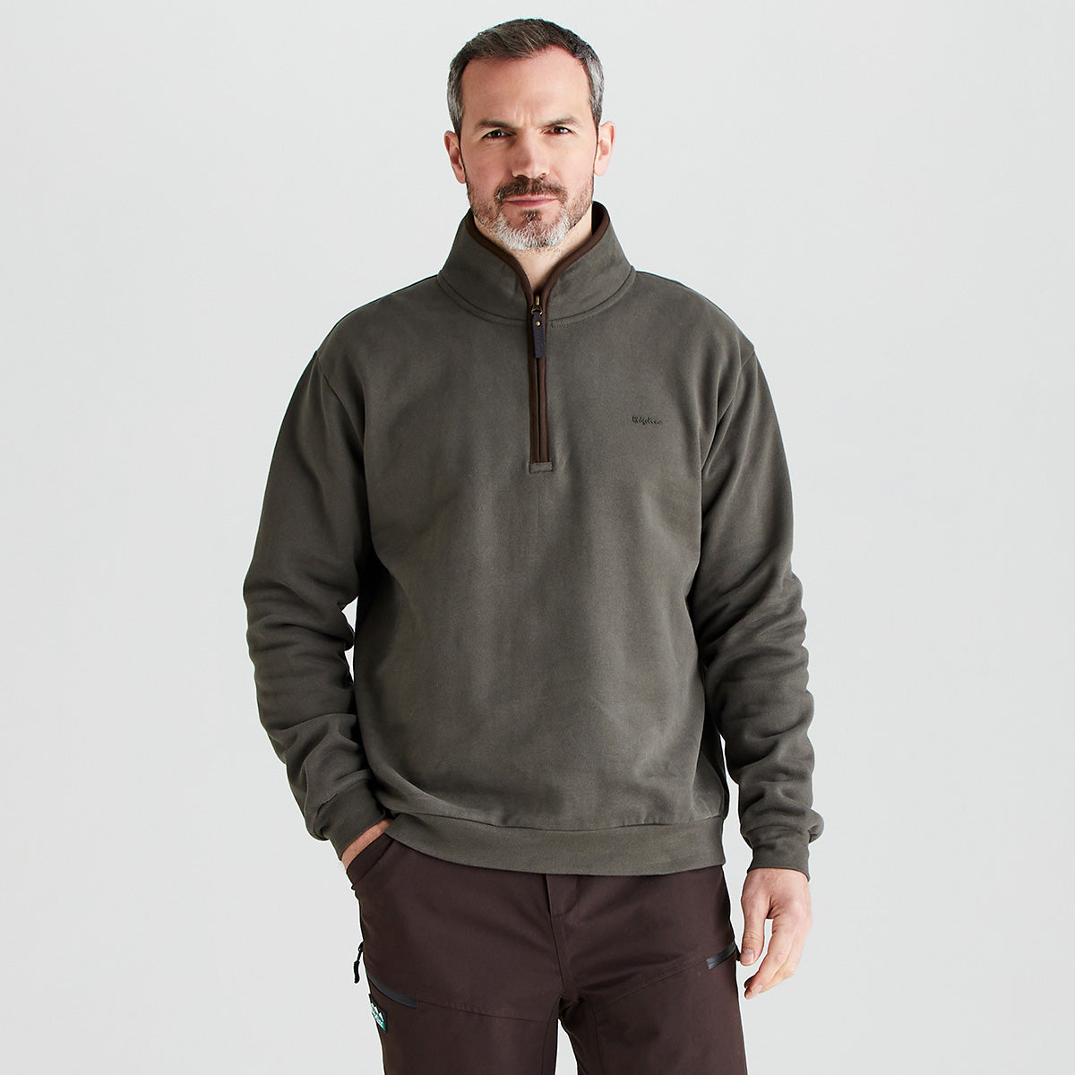 Men's Brancaster 1/4 Zip Top Moss