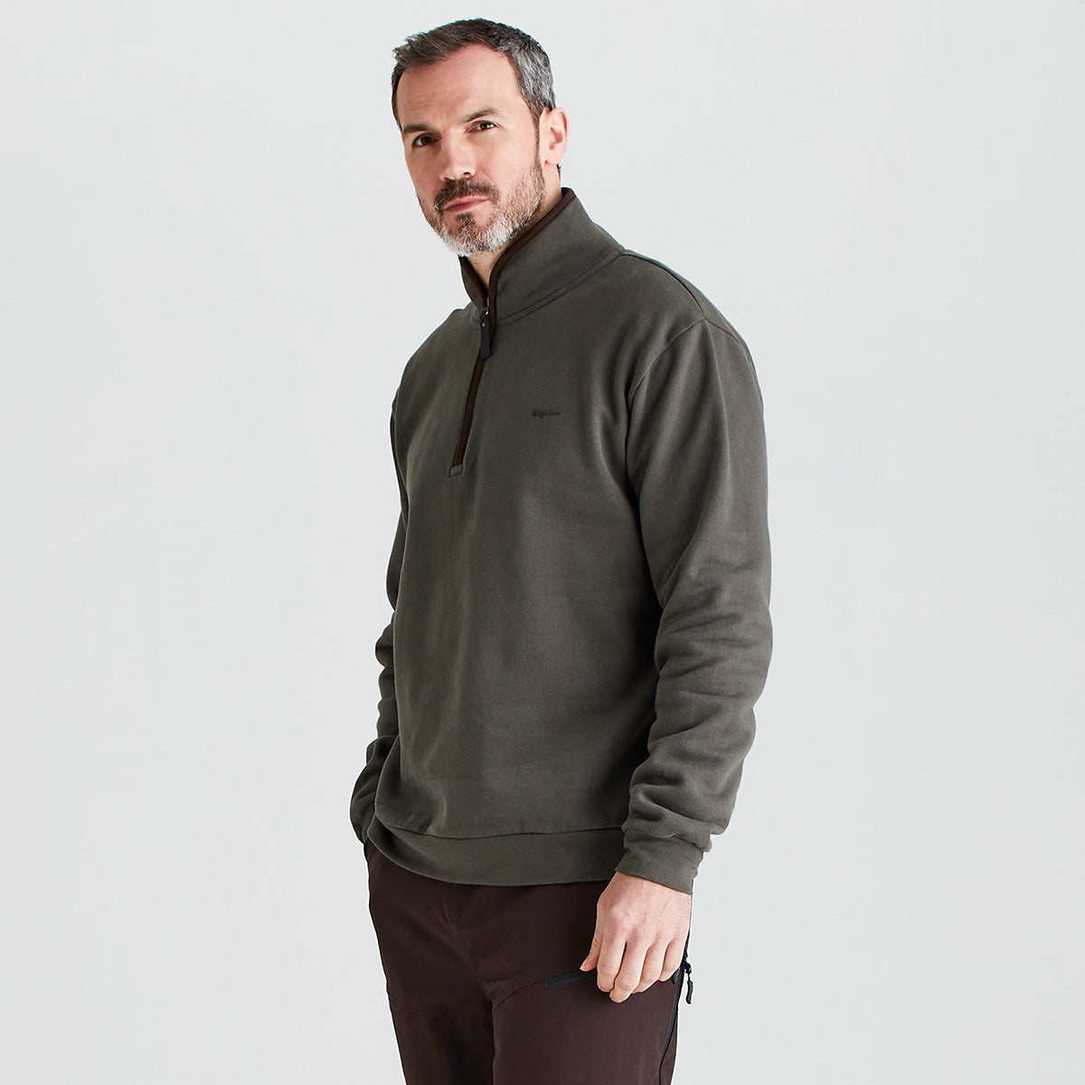 Men's Brancaster 1/4 Zip Top Moss