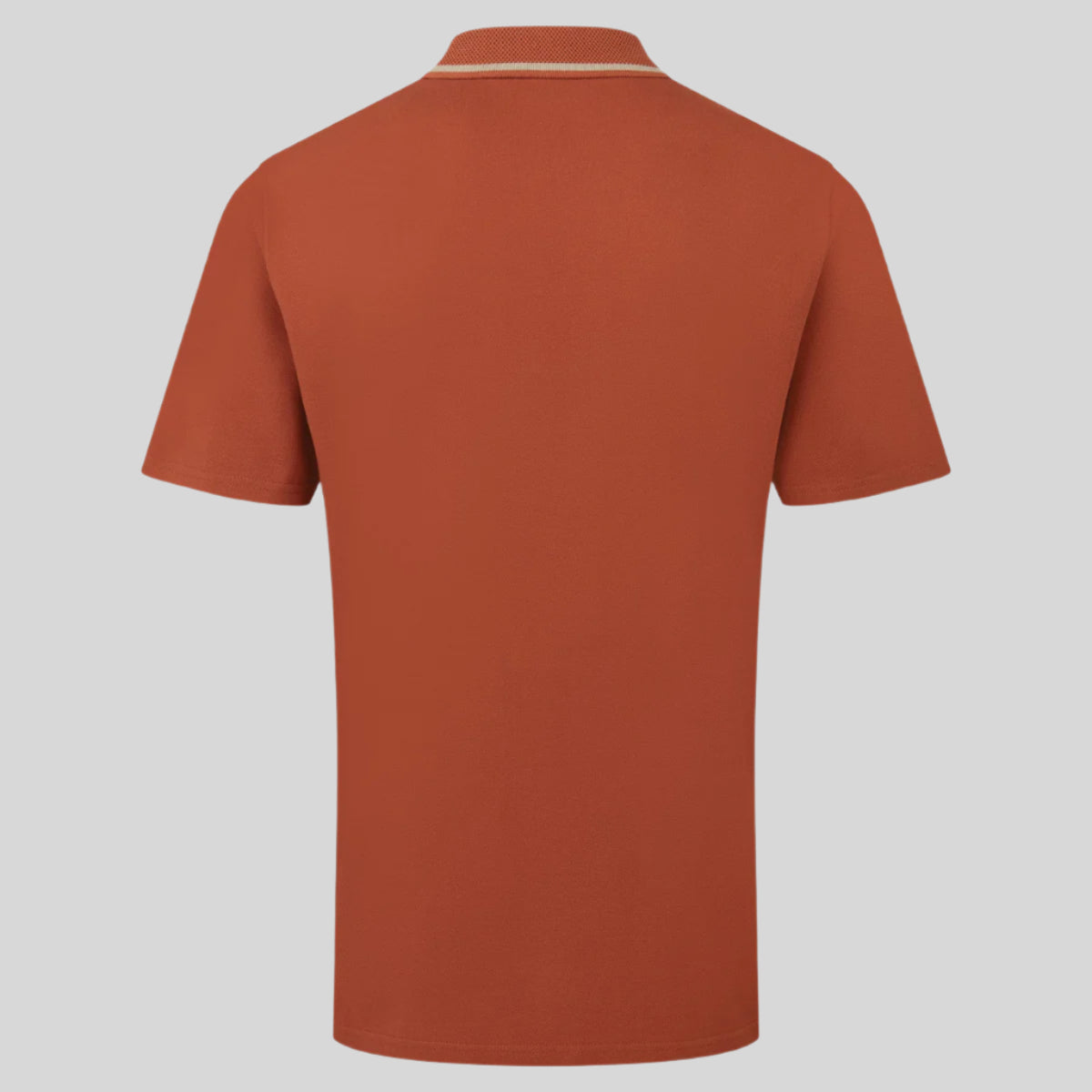 Orange polo shirt on a white background