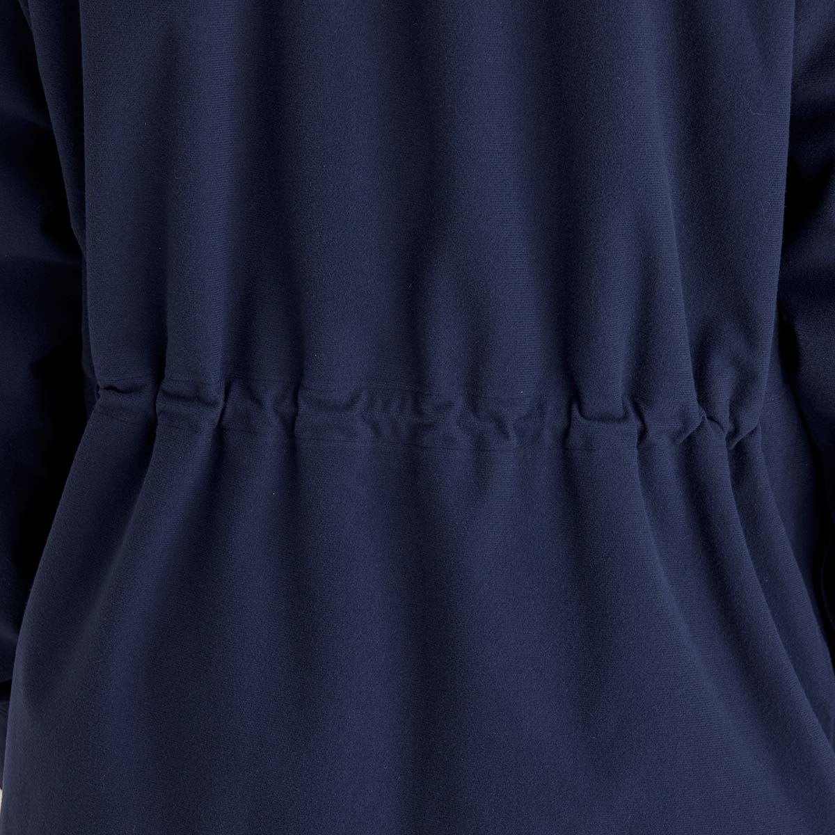 back view of close-up of a navy blue fabric texture 