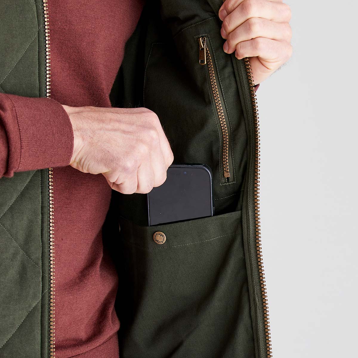 inside pocket with a privacy zip pocket