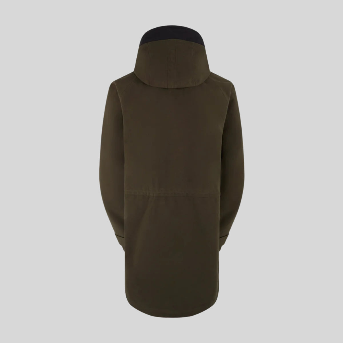 deep green jacket with a hood on a white background