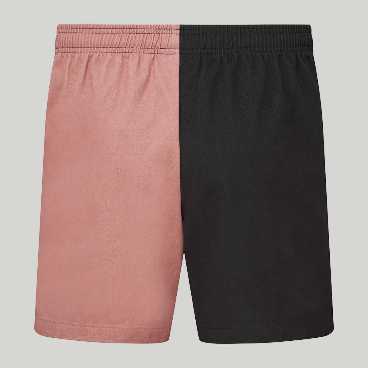 Shorts, one pink and one black, on a white background.