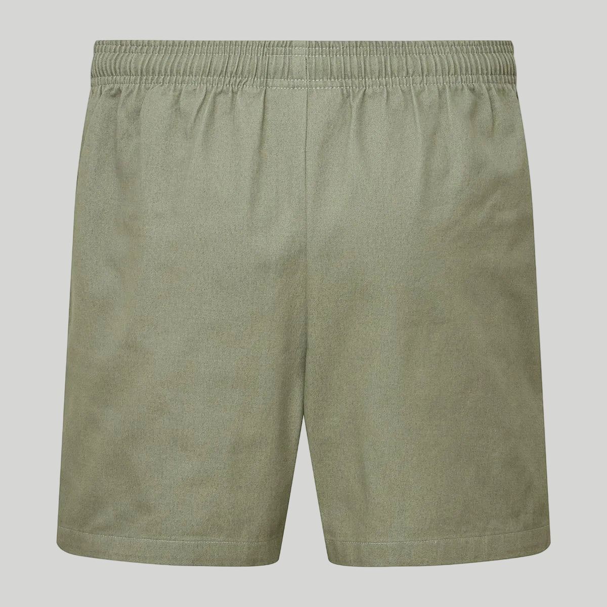 Green shorts with an elastic waistband on a white background