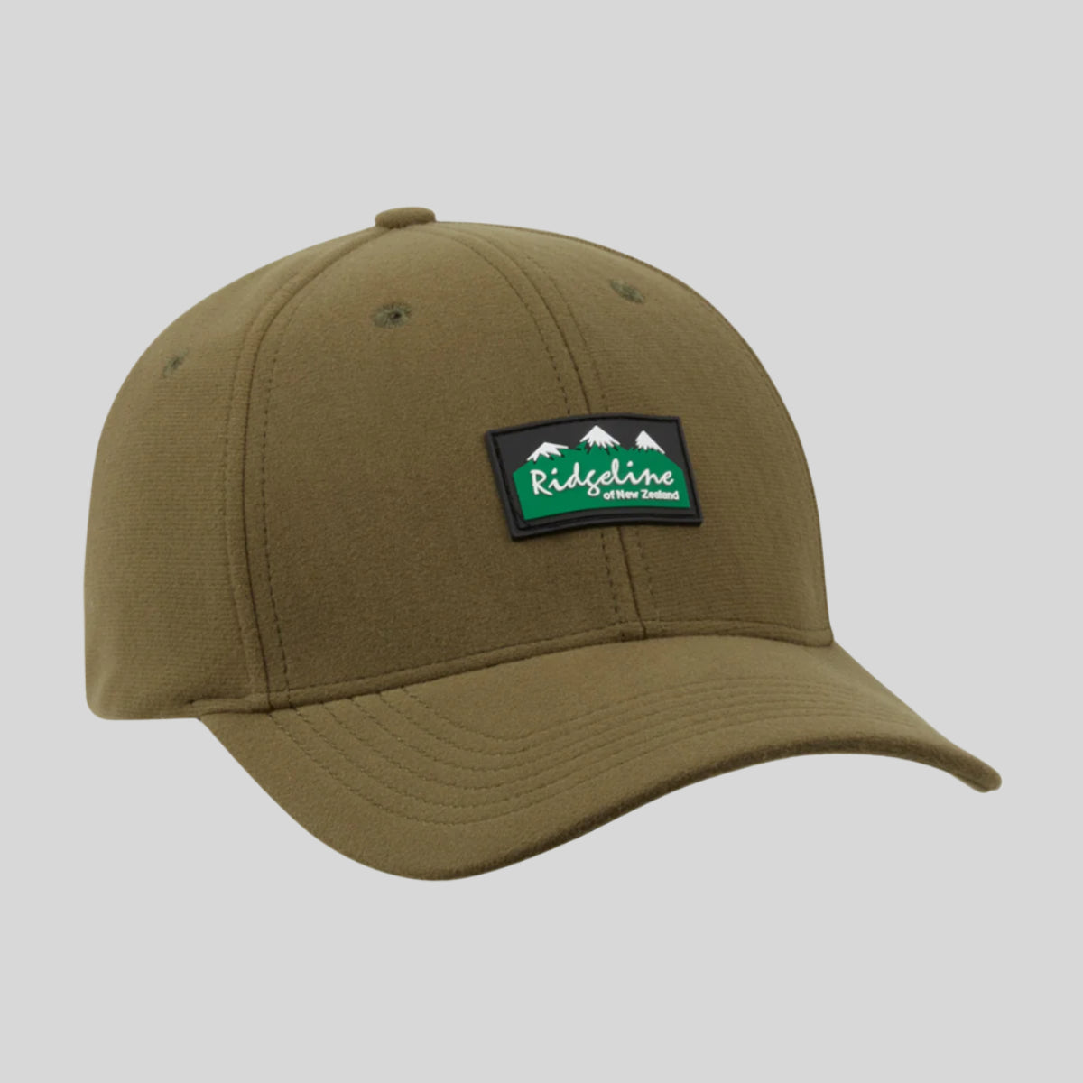A Brown Ridgeline baseball cap with a curved peak and an adjustable back. With a Ridgeline Clothing logo on front
